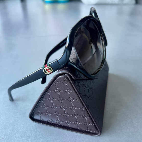 Gucci Black Gradient square Sunglasses monogram wrap sun beach eyewear pool cat - Picture 3 of 9